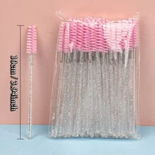 50Pcs Makeup Brushes Disposable Crystal Eyebrow Brush Diamond Handle Mascara Wand Applicator Eye Lashes Eyelash Extension Tools