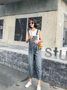 Denim Jumpsuit With Front Pocket