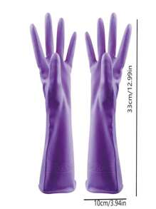 2入組schott女士洗手套,厚橡膠洗衣洗碗,耐用pvc防水並帶有薄乳膠手套（隨機顏色） - 彩色 - 查看 2