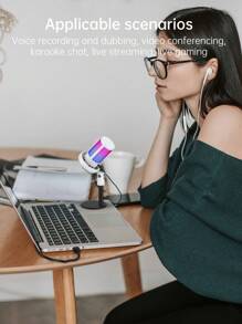 USB Plug RGB Gaming Capacitive Microphone - White - View 7