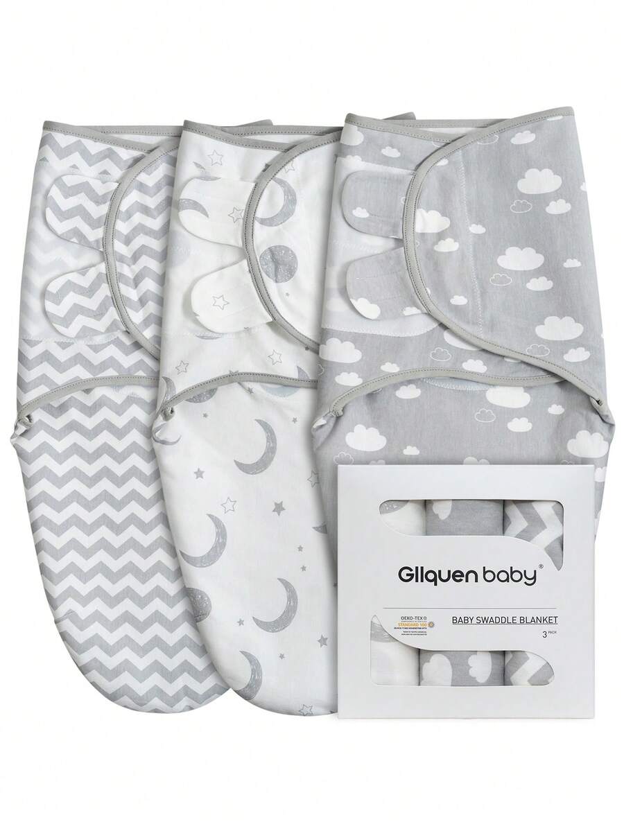 GLLQUEN BABY 3pcs Organic Baby Swaddle Sleeping Bag, Suitable For Newborn - 0-3 Months Infant Swaddle, Baby Swaddle Blanket, Random Old/New Packaging