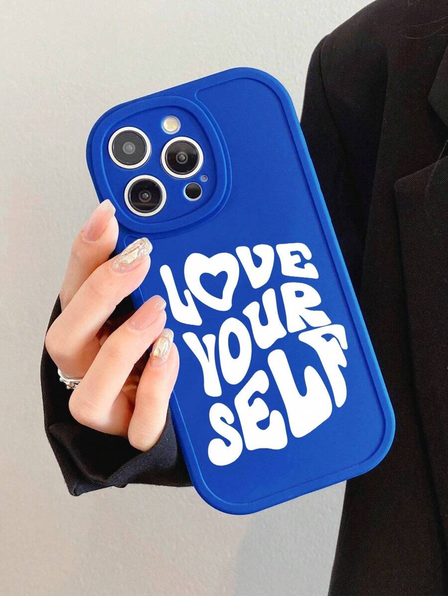 蓝色手机壳 LOVE YOUR SELF 印花手机壳,蓝色,适用于 、Galaxy、 11、13、14、15、Galaxy A14S、S24、 16、16 Pro Max、16 Pro、16 Plus - 彩色 - 查看 1
