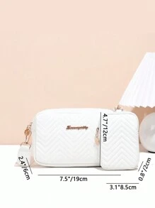 1pc Girls Mini Wave Pattern Embossed Letter Pouch, Phone Wallet Coin Purse - White - View 2