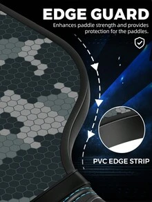 Pickleball套裝,1拍子,2顆球,1隨身袋,高密度玻璃纖維,灰色蜂窩紋理與輕量級pickleball支架,適用於運動和休閒以及專業比賽 - 灰色 - 查看 6