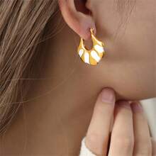 A Pair Of Stainless Steel Simple, Fashionable And Versatile Colorful U-Shaped Earrings Suitable For Office Workers To Wear On Dates - Yellow Gold - View 6