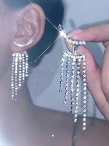 1 Cặp bông tai tua rua pha lê Cubic Zirconia sang trọng thanh lịch Bohemian, thích hợp cho kỳ nghỉ, tụ họp, hẹn hò, tiệc tùng, đám cưới, quà tặng và đeo hàng ngày - Bạc - Xem 8