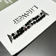 天然熔岩石和瑪瑙珠寶手鍊,兼容蘋果手表49mm 45mm 42mm 44mm男女時尚彈性手帶,兼容蘋果手表ultra 9 8 7 6 5 4 3 2 1 Se2 Se - 38/40/41mm - 查看 11