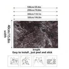 1卷黑灰色自粘pvc防水壁紙,大理石圖案乙烯基覆層,可移除裝飾牆貼紙。適用於廚房檯面、櫥櫃、衣櫥家裝貼紙 - 紅色 - 查看 2