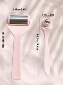 2入組面部按摩工具套裝,包括冰滾筒和眼部滾珠,採用304不鏽鋼製成,女性美容禮物 - 粉色 - 查看 2