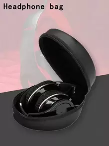 1個黑色pu防水耳機袋,旅行收納袋,無線降噪耳機,旅行攜帶袋,耳罩式藍牙耳機袋,case Star黑色硬殼大型耳機收納袋/耳機旅行袋,適用於大多數無線耳機/藍牙耳機/耳機/耳塞,商務/旅遊/學校/辦公室使用 - 黑色 - 查看 1