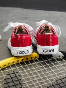 Mid-Top Children's Canvas Sneakers, Spring And Autumn Korean Style Unisex Kids' Shoes Casual Athletic Lace-Up Shoes, Classic Low-Top Canvas Sneakers For Fashionable, Versatile, Casual, Sports, Skateboarding Kids' Shoes