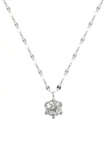 FOREVER QUEEN S925純銀六爪項鍊,女士時尚個性化鎖骨鏈,生日禮物 - 銀色 - 查看 3