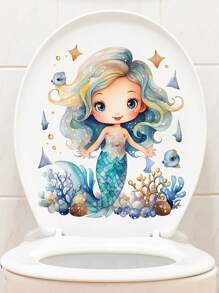 1 miếng dán tường tự dính hình nàng tiên cá thế giới dưới nước cho nhà vệ sinh, phòng tắm, phòng khách, phòng ngủ, trang trí tường phòng, nhãn dán, decal dán tường, decal vinyl trang trí nhà cửa, đồ trang trí mùa xuân làm mới ngôi nhà của bạn, nhãn dán trang trí Rama - Nhiều màu - Xem 4