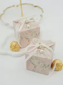 10 pezzi Scatole regalo di carta con design floreale e di uccelli moderni (con perle false e nastro coordinato nei colori), per decorazione di feste, matrimoni, compleanni, eventi in colori verde/viola/champagne/rosso