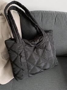 时尚钻石造型单肩包，容量大，通勤百搭 - 黑色 - 查看 5