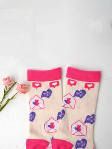 5對/組時尚粉色中筒襪,適用於女孩