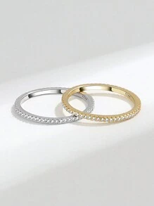 925純銀1入經典/寬版戒指,女性18k金/銠/玫瑰金鍍嵌滿閃爍的鋯石,可選金色或銀色,適合日常穿戴、情人節和約會贈禮 - R0005 - 查看 8