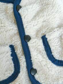 1 件寵物衣服保暖柔軟毛絨背心外套,適合中小型犬貓,秋冬,海軍藍色邊框 - 彩色 - 查看 9