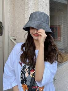 1pc Women's Fashionable Sun Protection Denim Bucket, Bucket Hat For Daily Use - Blue - View 9