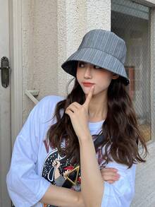1pc Women's Fashionable Sun Protection Denim Bucket, Bucket Hat For Daily Use - Blue - View 7