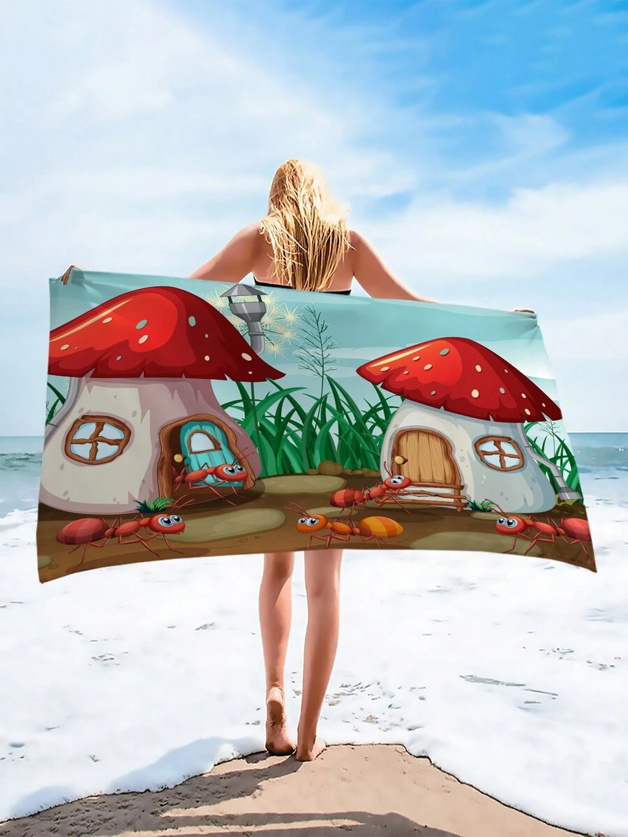 1條透氣超大沙灘巾,柔軟輕盈快乾浴巾,螞蟻印花超吸水毛巾 - 彩色 - 查看 1