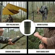 1入組100米7芯降落傘繩550傘繩尼龍繩戶外求生裝備,適用於登山和露營 - 黑色 - 查看 10
