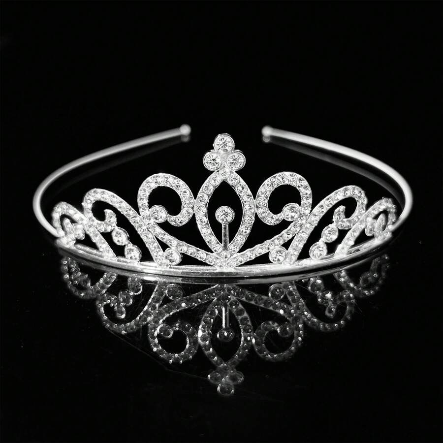 1條鑲有水晶的皇冠裝飾婚禮發箍 - 白色 - 查看 1