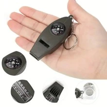 1pc 4-In-1 Multifunctional Field Emergency Survival Portable Whistle With Compass, Thermometer And Magnifying Glass, Outdoor Emergency Safety Tool, Very Necessary Tools In The Field. Suitable For Hiking, Hiking, Outdoor Camping, Fishing, Hunting, Sporting Events, Team Sports, Extreme Sports, Etc. Camping Stuff