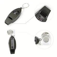 1pc 4-In-1 Multifunctional Field Emergency Survival Portable Whistle With Compass, Thermometer And Magnifying Glass, Outdoor Emergency Safety Tool, Very Necessary Tools In The Field. Suitable For Hiking, Hiking, Outdoor Camping, Fishing, Hunting, Sporting Events, Team Sports, Extreme Sports, Etc. Camping Stuff