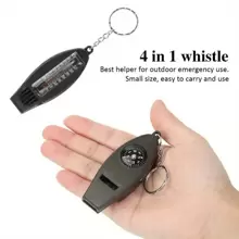 1pc 4-In-1 Multifunctional Field Emergency Survival Portable Whistle With Compass, Thermometer And Magnifying Glass, Outdoor Emergency Safety Tool, Very Necessary Tools In The Field. Suitable For Hiking, Hiking, Outdoor Camping, Fishing, Hunting, Sporting Events, Team Sports, Extreme Sports, Etc. Camping Stuff
