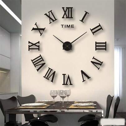3D DIY Acrylic Mirror Wall Clock, Suitable For Home Decor, Living Room, Bedroom, Dorm, European Style (Color: Black L, Sticker Size: 36 Inch (60-90 Cm)), Home Decor, Room Decor, Birthday, Graduation Gift, Bedroom Decor, Dorm Decor, Back To School Decor