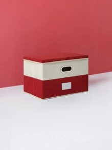 1pc Foldable Fabric Storage Box For Simple Storage Of Shoes, Underwear, Socks, Cds, Remote Controllers, Sweaters, Magazines, Stationery, Toys And Other Items - Red - View 1