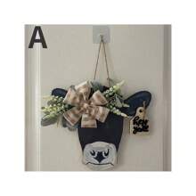 New Welcome Farm Cow Head Wooden Door Hanger Sign, Wooden Coat Rack For Outdoor/Indoor Decoration - Apricot - View 2