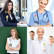 花朵徽章卷扣掛飾聖誕禮物,子宮、牙齒、腎臟、肺形狀幹花樹脂卷扣醫生徽章,可撤回的識別卡卷扣,適用於護士、醫生和學生 - 紫色 - 查看 6