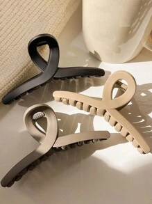 1-4件套女士大号轻便塑料发爪夹套装，黑色、棕色和白色可选，时尚百搭，优雅简约，适合日常通勤、派对、沐浴、化妆和搭配服装配饰，装饰梳、休闲发夹、发卡、发夹、发饰夹、秋冬发夹、女士度假装扮、夏季海滩装扮。 - 款式 - 查看 19