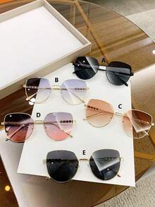 1 件女士金属框架时尚装饰时尚眼镜，夏季配饰 - 彩色 - 查看 9