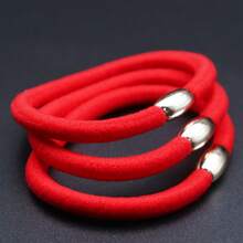 3 件装红色弹性发带，红色弹性发带，适合婚礼派对 - 紅色 - 查看 2