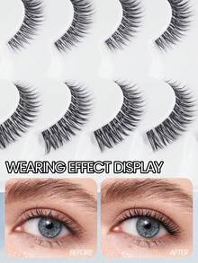 MAGEFY 7Pairs Of Natural Cross Full False Eyelashes With Clear Stem,Fluffy Slim For Everyday Use Manga Eyelashes, Travel Essentials - Black - View 7