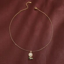 1pc Copper Sunflower Design Elegant Women's Necklace - Multicolor - View 6