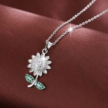 1pc Copper Sunflower Design Elegant Women's Necklace - Multicolor - View 4