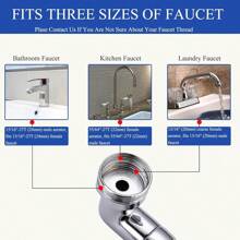 廚房和浴室水龍頭伸縮器,1080°旋轉水龍頭配噴頭和氣帶噴嘴,黃銅水龍頭延長管,適用於15/16英寸、55/64英寸、13/16英寸男女公用水嘴,銀色 - 銀色 - 查看 3