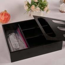 1pc  Bamboo Ziplock Bag Storage Organizer, Plastic Bag Storage Organizer For Kitchen Compatible With Gallon, Quart, Sandwich - Black - View 4