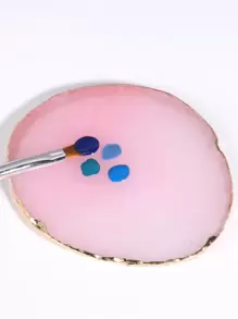 1pc Resin Oval Nail Art Palette Inlay Rhinestone, Nail Art Painting Mixed Color Palette Golden Edge Nail Gel Color Makeup Display Board For Foundation Makeup Tools Eyeshadow Nail Art Accessories Tools - Multicolor - View 1