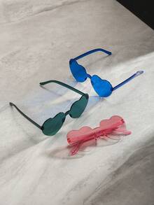 3入組心形無邊框透明時尚眼鏡,男女皆適用 - 彩色 - 查看 4