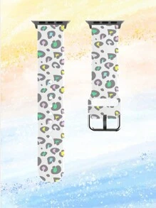 1入女士可愛的動物卡通豹紋白色tpu手錶帶,適用於38/40/41/42/44/45/49mm蘋果手錶ultra/se/8/7/6/5/4/3/2/1 - 彩色 - 查看 1