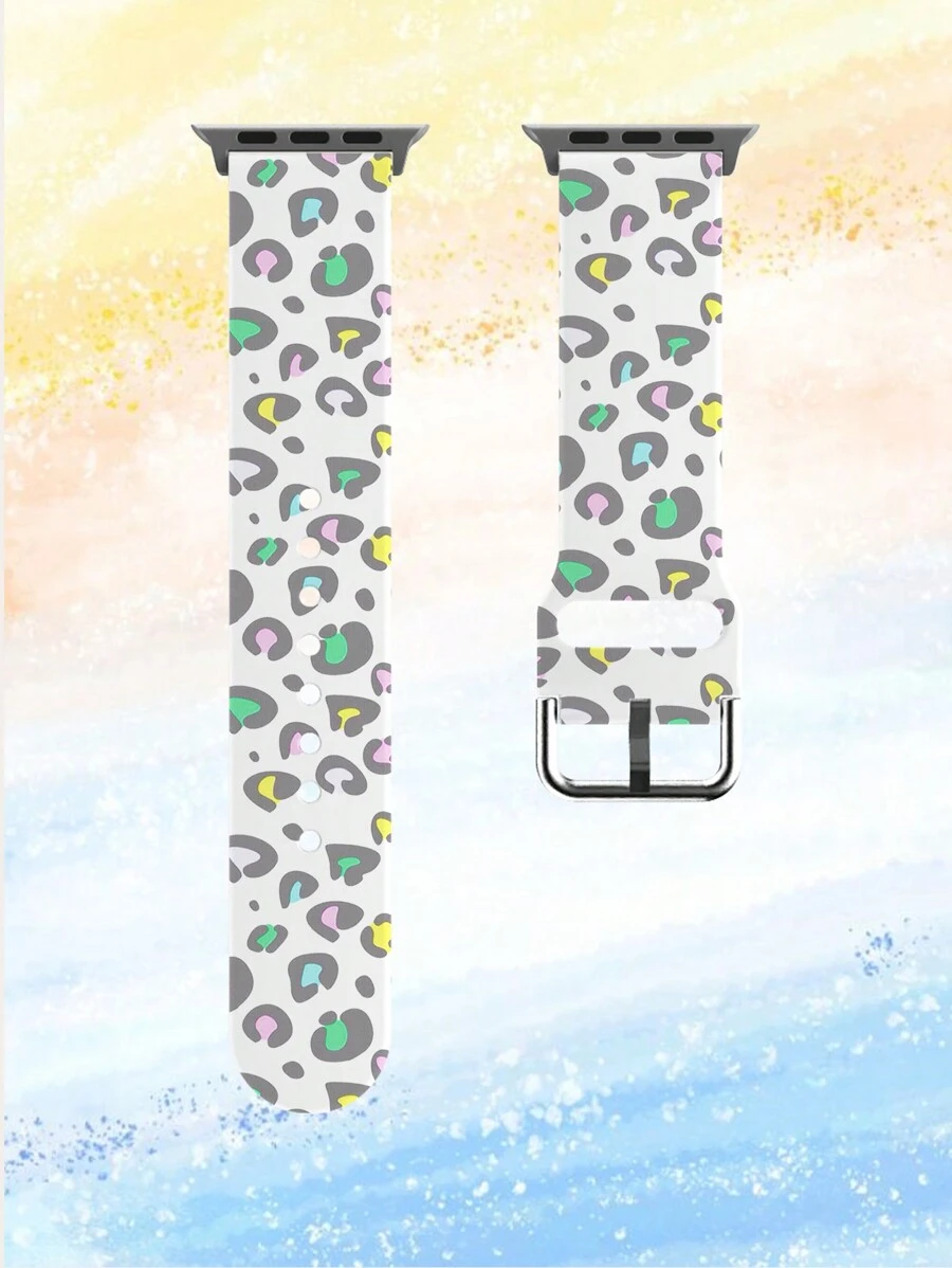 1入女士可愛的動物卡通豹紋白色tpu手錶帶,適用於38/40/41/42/44/45/49mm蘋果手錶ultra/se/8/7/6/5/4/3/2/1 - 彩色 - 查看 1