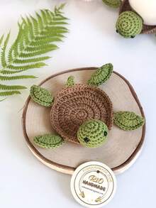 1pc Handmade Adorable Turtle & Lamb Shaped Cup Coaster, Heat Insulation For Table Protection In Restaurant/Hotel/Commercial Space - Green - View 5
