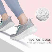 STQ Tennis Shoes Womens Slip On Walking Sneakers With Arch Support - 灰青色 - 查看 4