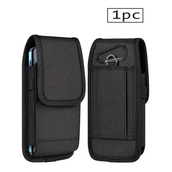 1pc Cell Phone Pouch Nylon Belt Bag Card Case, Simple Black Waist BagFanny Bag, Mobile Phone Holder, Card License Money Holder,Multi-Purpose Cell Phone Case For Work, Hiking, Camping, Barbecue, Rescue, Black (Size:13.5*7.5*2.5cm/5.31*2.95*0.98in)