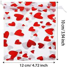1pc Heart Shaped Red Organza Bag With Gold Stamping, Bundle Tie, For Candy And Gift Packaging, 50pcs - Red - View 5